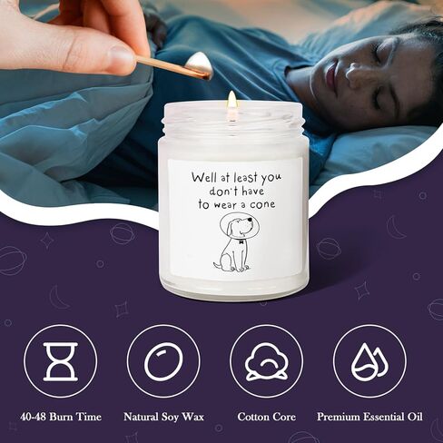 Get Well Soon Gifts for Women Men, Get Well Gifts for Women After Surgery, at Least You Don't Have to Wear A Cone Lavender Scented Candle for Home Decor, Surgery Recovery Gifts for Friends in Kuwait