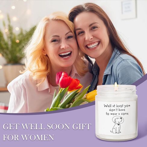 Get Well Soon Gifts for Women Men, Get Well Gifts for Women After Surgery, at Least You Don't Have to Wear A Cone Lavender Scented Candle for Home Decor, Surgery Recovery Gifts for Friends in Kuwait