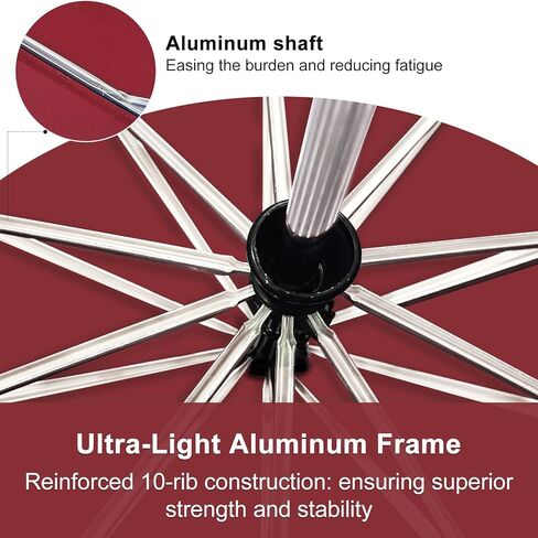 مظلة غولف كبيرة جدًا من ساتول مقاس 62 بوصة - مقاومة للرياح و10 أضلاع مزودة بفتحات تهوية مزدوجة وشرائط عاكسة للضوء تفتح/تغلق تلقائيًا للحماية من الأشعة فوق البنفسجية خفيفة الوزن وصغيرة الحجم للاستخدام في الهواء الطلق والسفر (أحمر) in Kuwait