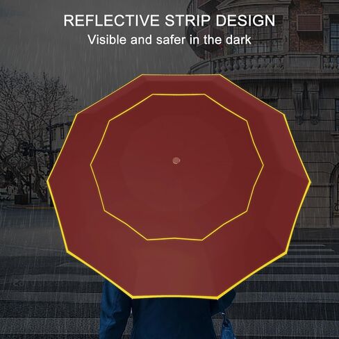 مظلة غولف كبيرة جدًا من ساتول مقاس 62 بوصة - مقاومة للرياح و10 أضلاع مزودة بفتحات تهوية مزدوجة وشرائط عاكسة للضوء تفتح/تغلق تلقائيًا للحماية من الأشعة فوق البنفسجية خفيفة الوزن وصغيرة الحجم للاستخدام في الهواء الطلق والسفر (أحمر) in Kuwait