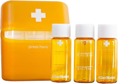 Allermates 3 Pack of Travel Size, Mini Meds Bottle with Hard Shell Case - Amber in Kuwait