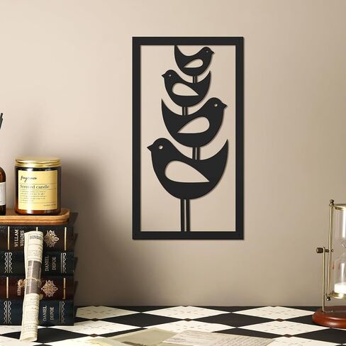 Tandefio Mid Century Wall Art Retro Birds Art Wall Decor Modern Metal Stacked Birds Art Atomic Age Birds Wall Decor for Home Living Room Wall Art Interior Decoration 15.8" x 8.7" in Saudi Arabia
