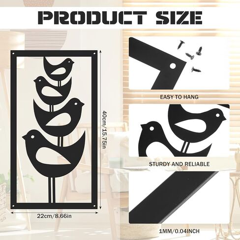Tandefio Mid Century Wall Art Retro Birds Art Wall Decor Modern Metal Stacked Birds Art Atomic Age Birds Wall Decor for Home Living Room Wall Art Interior Decoration 15.8" x 8.7" in Saudi Arabia