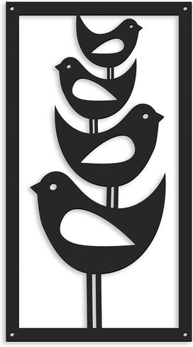 Tandefio Mid Century Wall Art Retro Birds Art Wall Decor Modern Metal Stacked Birds Art Atomic Age Birds Wall Decor for Home Living Room Wall Art Interior Decoration 15.8" x 8.7" in Saudi Arabia