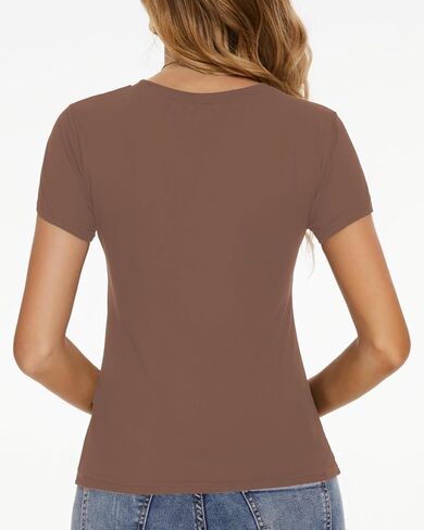 Memorose Womens Short Sleeve Basic T-Shirts Casual Going Out Crop Tops Slim Fit Summer Tops Y2k Clothing 2024 in Saudi Arabia