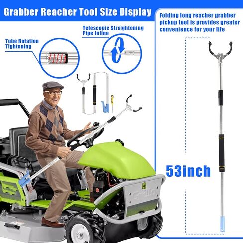 Grabber Reacher Tool Heavy Duty,53in Trash Picker Upper Grabber Extra Long Handle Trash Picker Stainless Steels Tube Reacher Grabber Pickup Tool with Sponge Handle in Saudi Arabia