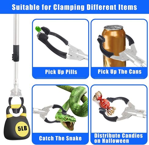 Grabber Reacher Tool Heavy Duty,53in Trash Picker Upper Grabber Extra Long Handle Trash Picker Stainless Steels Tube Reacher Grabber Pickup Tool with Sponge Handle in Saudi Arabia