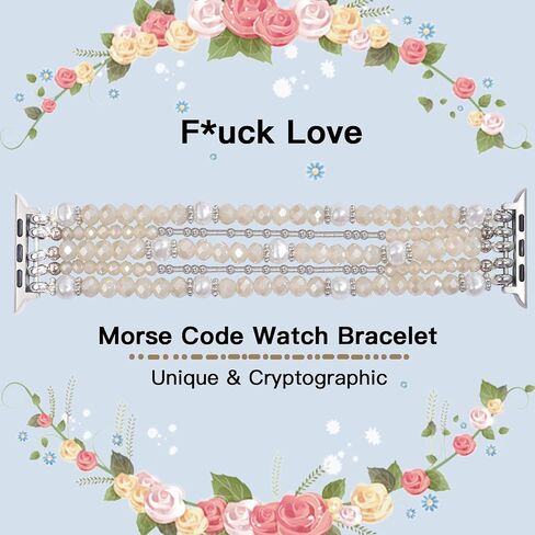 Morse Code Beaded Boho Bracelet Compatible for Apple Watch Band for Women 38mm 40mm 41mm 42mm 44mm 45mm, Handmade Elastic Stretch Apple Watch Band Strap for iWatch Series 9 8 7 6 5 4 3 2 1 SE in Saudi Arabia