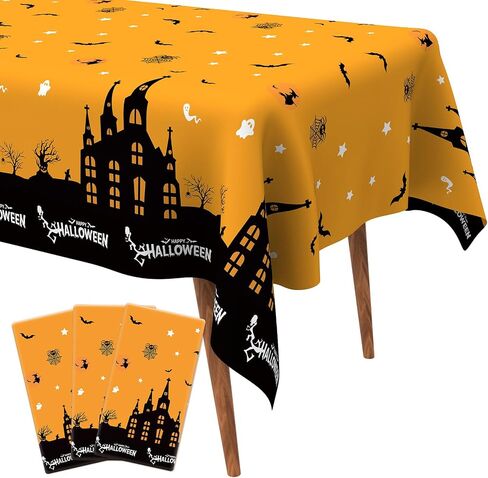 Halloween Tablecloth, 2 PCS Halloween Tablecloth Plastic, Halloween Disposable Tablecloth, 54" x 108" Halloween Tablecloth Rectangle, Halloween Table Cover for Halloween Party Supplies Decorations in Saudi Arabia