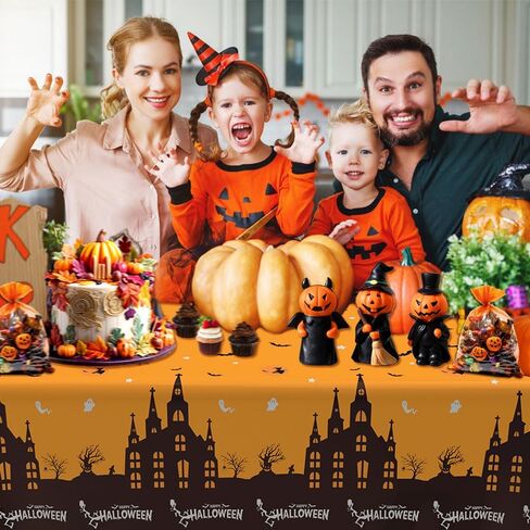 Halloween Tablecloth, 2 PCS Halloween Tablecloth Plastic, Halloween Disposable Tablecloth, 54" x 108" Halloween Tablecloth Rectangle, Halloween Table Cover for Halloween Party Supplies Decorations in Saudi Arabia