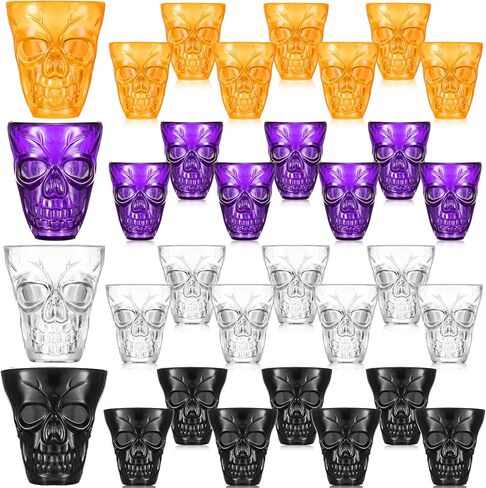 Honeydak Halloween Skull Party Favor Shot Glasses 1.86 oz/ 55 ml Unbreakable Skull Shot Cups Plastic Halloween Cups for Spirits Vodka Halloween Party Decoration Supplies(20 Pieces) in Kuwait