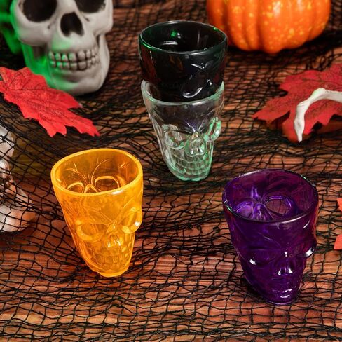 Honeydak Halloween Skull Party Favor Shot Glasses 1.86 oz/ 55 ml Unbreakable Skull Shot Cups Plastic Halloween Cups for Spirits Vodka Halloween Party Decoration Supplies(20 Pieces) in Kuwait