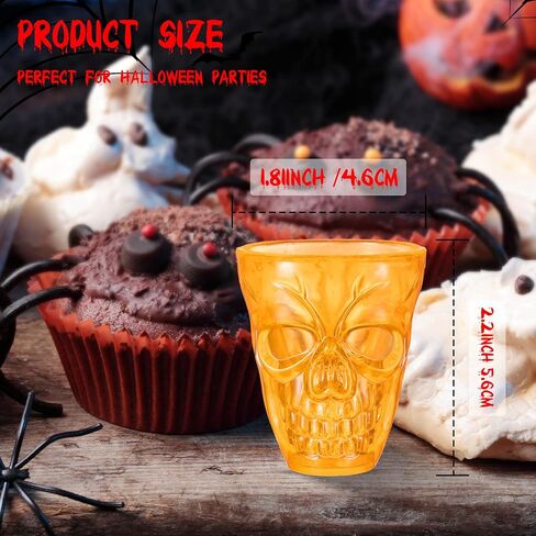 Honeydak Halloween Skull Party Favor Shot Glasses 1.86 oz/ 55 ml Unbreakable Skull Shot Cups Plastic Halloween Cups for Spirits Vodka Halloween Party Decoration Supplies(20 Pieces) in Kuwait