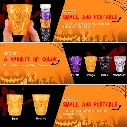 Honeydak Halloween Skull Party Favor Shot Glasses 1.86 oz/ 55 ml Unbreakable Skull Shot Cups Plastic Halloween Cups for Spirits Vodka Halloween Party Decoration Supplies(20 Pieces) in Kuwait