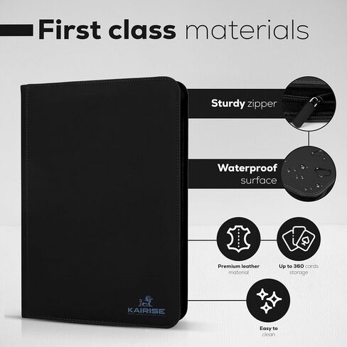 9 Pocket Trading Card Binder, Card Collection Binder PU Leather, 360 Pages for your Card Binder, Card Book Holder for Trading Cards, Top Loader Binder for Cards., Negro - Gris in Saudi Arabia