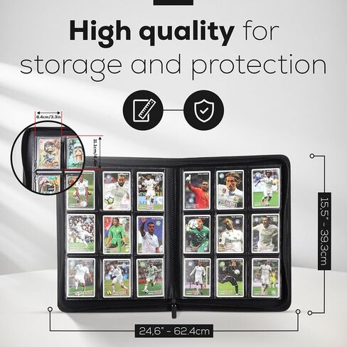 9 Pocket Trading Card Binder, Card Collection Binder PU Leather, 360 Pages for your Card Binder, Card Book Holder for Trading Cards, Top Loader Binder for Cards., Negro - Gris in Saudi Arabia