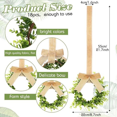 Unittype 18 Pcs Christmas Faux Kitchen Cabinet Wreaths Mini Christmas Hanging Window Wreaths with Ribbon Buffalo Plaid Bow Artificial Greenery Farmhouse for Christmas Decoration(Black, White) in Saudi Arabia