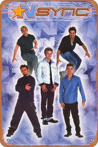 ملصقات معدنية للموسيقى من ECOTUMO Nsync Hangin 'Justin Timberlake Orig 2000 ملصق معدني من القصدير مقاس 8 بوصة × 12 بوصة in Kuwait