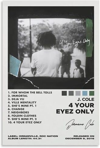 OFITIN J ملصق كول 4 Your Eyez فقط غلاف الألبوم ملصق لغرفة الجمالية قماش جدار الفن ملصقات ديكور غرفة نوم 12 × 18 بوصة (30 × 45 سم) in Saudi Arabia