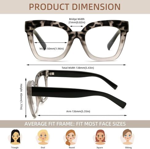 Trendy reading glasses Blue Light Blocking Impact Resistant Lenses TR90 frame oversized readers in Saudi Arabia
