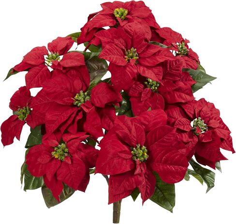Nearly Natural 24" Poinsettia (Set of 2) Artificial Plant, Red in Saudi Arabia