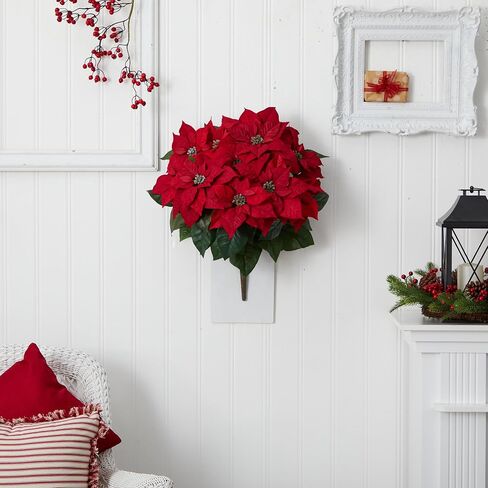 Nearly Natural 24" Poinsettia (Set of 2) Artificial Plant, Red in Saudi Arabia