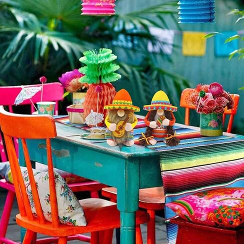 Fiesta Gnomes Couple Cinco de Mayo Tomte for Mexican Taco Tuesday Elf Dwarf Gift Nisse اليدوية الفولكلور الاسكندنافي Sombrero الحلي المنزلية المطبخ المنزلي زخارف صينية متدرجة in Kuwait