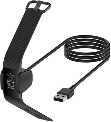 2 حزمة كابل شاحن USB لـ Fitbit Charge 3 سوار ذكي USB كابل شحن لـ Fitbit Charge 4 معصمه شاحن محول قفص الاتهام، أسود in Saudi Arabia
