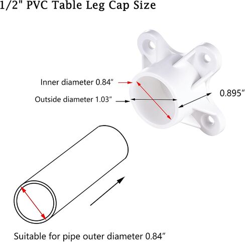 12 Pack 3/4" PVC Flange Table Leg Cap Fittings, PVC Table Screw Caps for DIY Pole Holder Projects, Furniture Support Feet, Making Storage Shelves Support Feet, White in Saudi Arabia