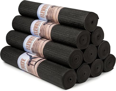Plus Yoga Mats with Carrying Strap, 72 by 24 Inches, 5mm Thick, Non-Slip Studio Mat, Anti-Tear, Easy to Clean, Pack of 10 in Saudi Arabia