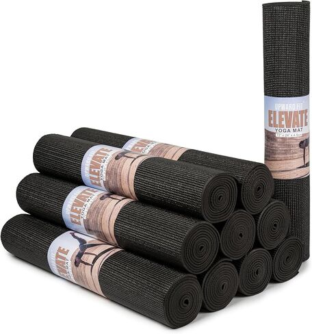 Plus Yoga Mats with Carrying Strap, 72 by 24 Inches, 5mm Thick, Non-Slip Studio Mat, Anti-Tear, Easy to Clean, Pack of 10 in Saudi Arabia