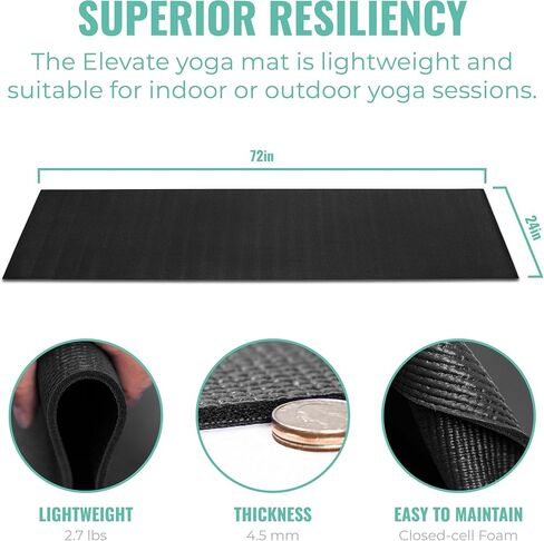 Plus Yoga Mats with Carrying Strap, 72 by 24 Inches, 5mm Thick, Non-Slip Studio Mat, Anti-Tear, Easy to Clean, Pack of 10 in Saudi Arabia