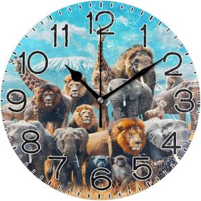 Orange Cat Blue Bathtub Wall Clock Battery Operated Non Ticking Silent Quartz Analog Rustic Farmhouse Round Clock Retro Decor for Home Kitchen Living Room Bathroom