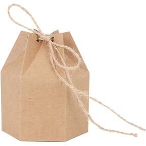 POCREATION Wedding Favor Boxes, 50Pcs Innovative DIY Paper Candy Box Gift Bag with Hemp Rope for Wedding Party Baby Shower