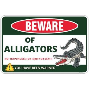 Venicor Beware Alligator Sign - 8 x 12 Inches - Aluminum - Alligator Warning Room Decor Gator Decoration Stickers Poster Stuff