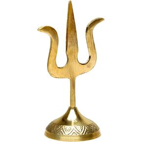 Brass Trishool/Trishul/Shoolam Lord Shiv mahadev Durga Pooja/Puja trishul Trident for Protection and Worship for Pooja Mandir Temple for Indian Traditional Decoration I Golden I 4 Inch