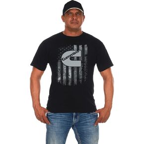 Men's Cummins Diesel American Flag Black Crew Neck Shirt