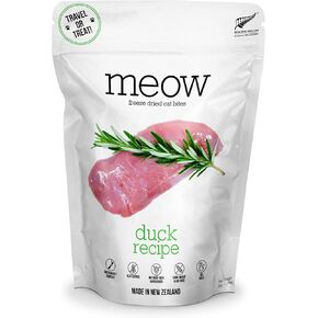 The New Zealand Natural Pet Food Co. Meow Duck Freeze Dried Raw Cat Food, Mixer, or Topper, or Treat - High Protein, Natural, Limited Ingredient Recipe 1.76 oz