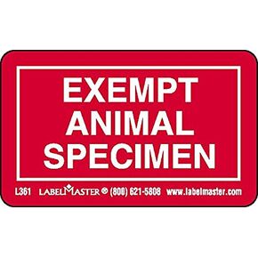 Labelmaster L361 Exempt Specimen Label, Animal (Pack of 1000)