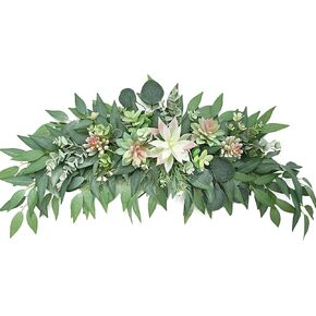 28in Greenery Swag, Flower Swag with Leaves and Succulent Plants, Hanging Spring Flower Door Wreath for Front Door, Wall Decor, Indoor Decoration