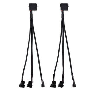 2Pcs PMW Fan Splitter Cable 4Pin to 3Pin/4Pin PC Case Fan D Type Sleeved Adapter Cable 1 to 3 PMW Fan Splitter Extension Power Cable Power Adapter Cable PC Computer Cooling Fan Wire