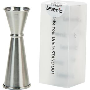 Lexenic 1oz 2oz Double Jigger with Accurate Measurements,Premium 304 Stainless Steel Heavy-Duty Jigger Bar Tool for Bartendding (Matt Silvery Roll Edge)