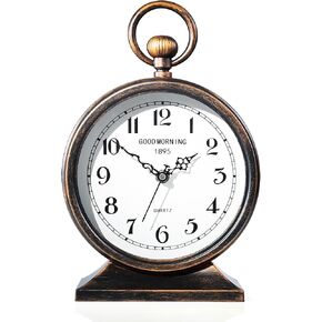 AYRELY® 7-Inch Vintage Mantel Clock with Handle,Antique Metal Desk Clocks Battery Operated,Retro Table Clock for Bedroom Living Room Shelf Farmhouse Fireplace Décor