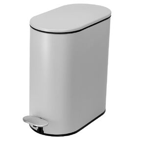 ACENTO Oval Soft-Close Step On Bathroom Wastebin, Stainless Steel Trash Can with Premium Pedal, 1.3 Gallon, 5 Liter Capacity (Matte Black)