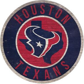 Fan Creations Houston Texans Wood Sign 12 Inch Round State Design