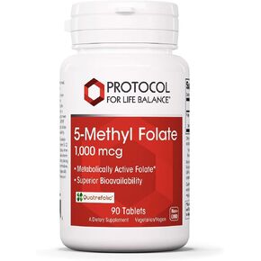 Protocol 5-Methylfolate 5,000mcg - Superior Methyl Folate Bioavailability - for Brain Support* - Folate Supplement for Women & Men - Kosher & Vegan - 50 Veg Caps