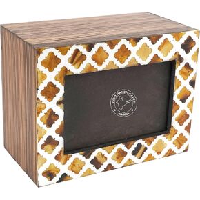 Rosewood Border Engraved Wooden Cremation Urns for Human Ashes Adult - Handcrafted Photo Funeral Memorial Ashes Urn - Columbarium Urn (250 Cubic Inches, Natural)