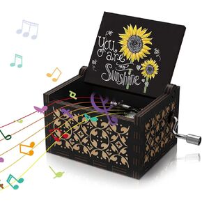Sunflower Wooden Engraved Colorful Music Box Antique Engraved Musical Boxes Gifts from Mom to Daughter for Birthday/Christmas/Valentine's Day/Thanksgiving Day/Anniversary (to MY Niece 5)