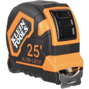 Klein Tools 9125AL Tape Measure, Heavy-Duty Measuring Tape, 25-Foot Single-Hook Nylon Reinforced Blade, Auto-Lock