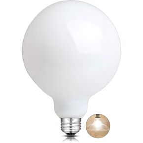 CRLight 12W Dimmable LED Large Globe Bulb 80W Equivalent 800LM, 2700K Warm White E26 Vintage Edison G125 Large Milky Pearl Glass LED Light Bulbs, Smooth Dimming Version